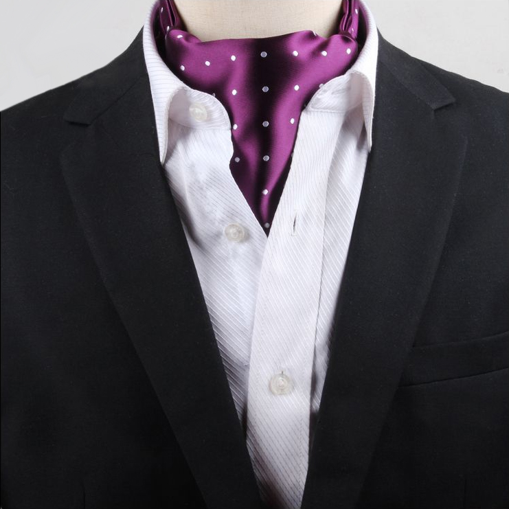 Men's Purple with White Polka Dots Ascot Cravat