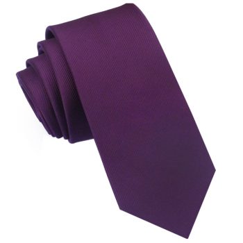 Plum Grape Purple Ribbed 6cm Mens Slim Tie