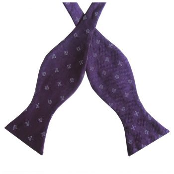 Purple & White Check Self Tie Bow Tie