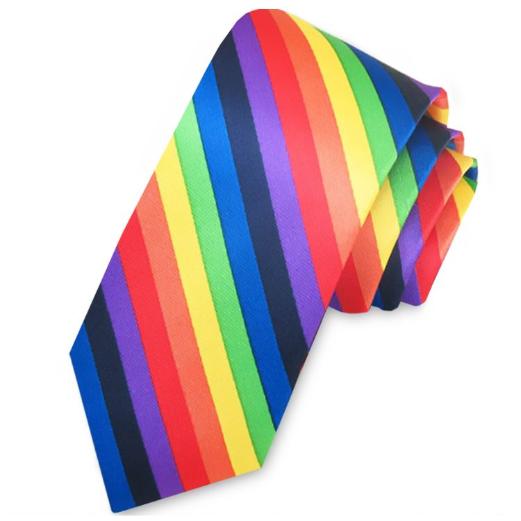 Rainbow Stripes Mens Slim Skinny Tie