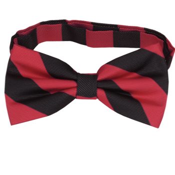 Red & Black Stripes Mens Bow Tie