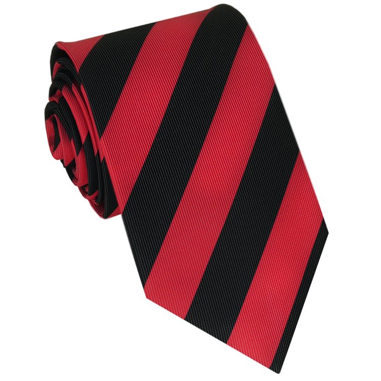Red & Black Stripes Mens Sports Tie