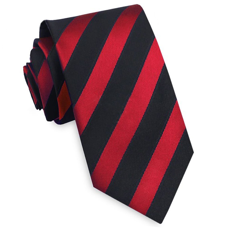 Mens Red & Black Stripes Skinny Tie