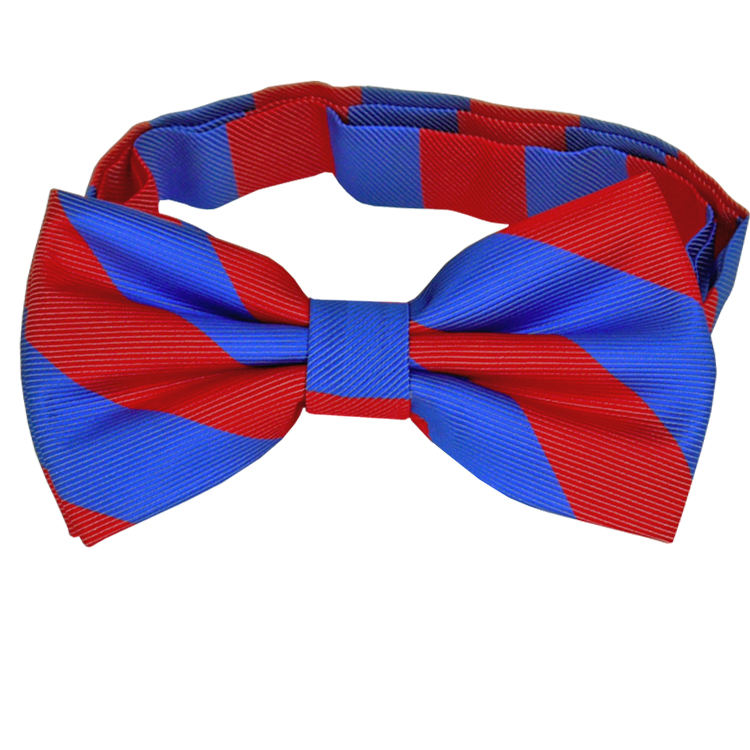 Red & Blue Stripes Mens Bow Tie