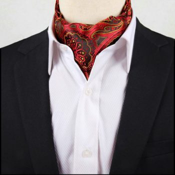 Men’s Red, Black & Yellow Paisley Ascot Cravat