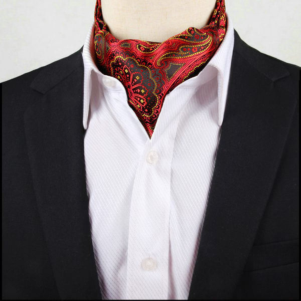 Men's Red, Black & Yellow Paisley Ascot Cravat