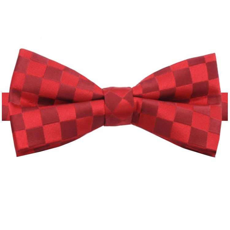 Red & Dark Red Check Bow Tie
