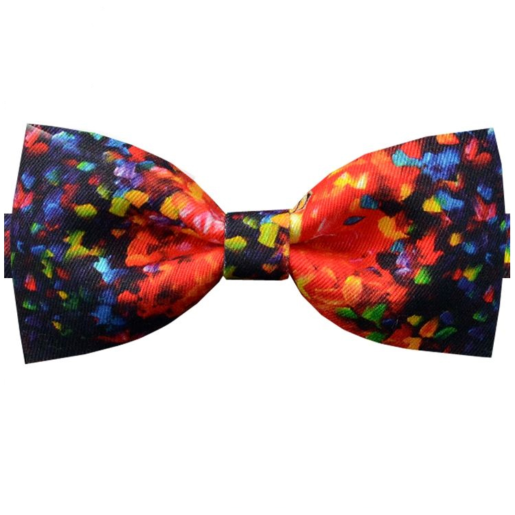 Red with Multicolour Paint Bow Tie