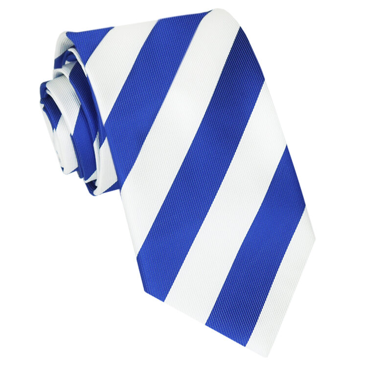Royal Blue & White Stripes Mens Sports Tie