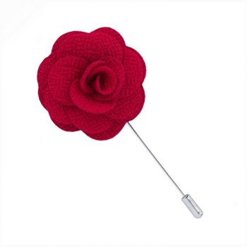 Scarlet Red Floral Lapel Pin