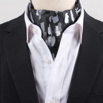 Men’s Black With Silver Paint Ascot Cravat