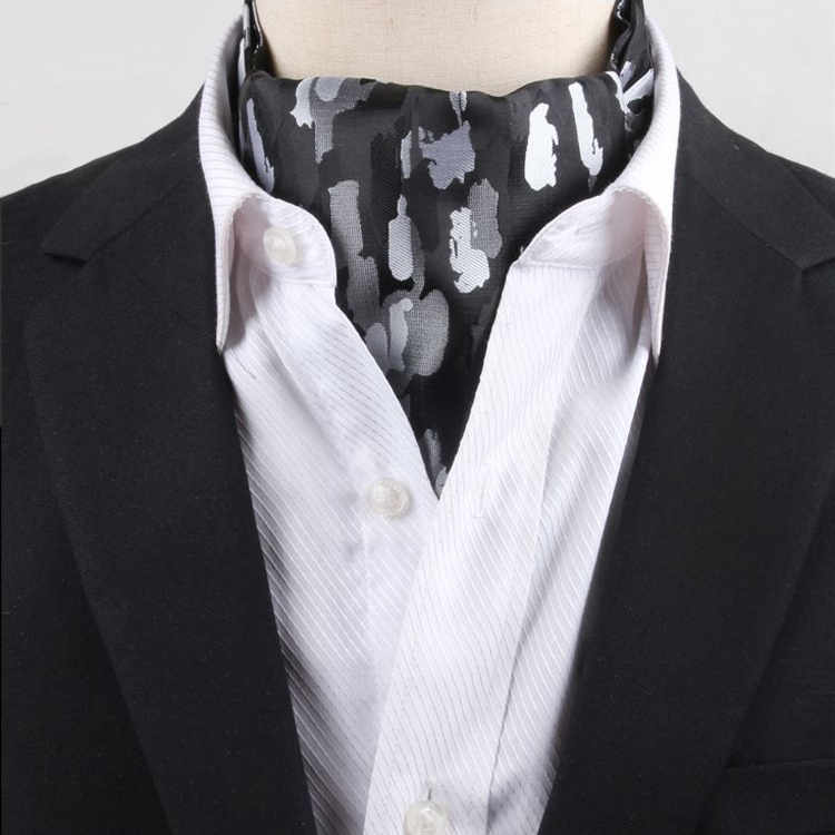Men's Black with Silver Paint Ascot Cravat