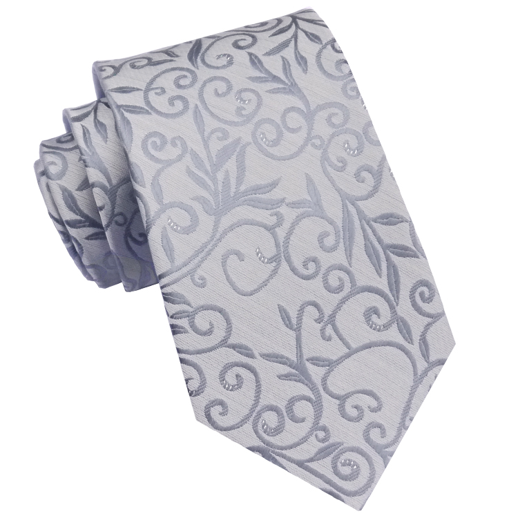 Silver Floral with Highlights Mens Necktie