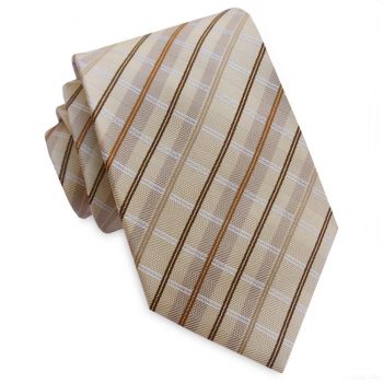 Tan With Brown, White And Mocha Crosshatch Mens Tie