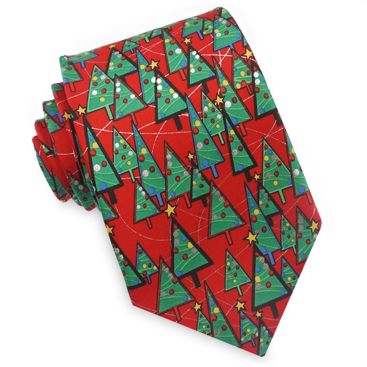 Red Christmas Tree Pattern Tie