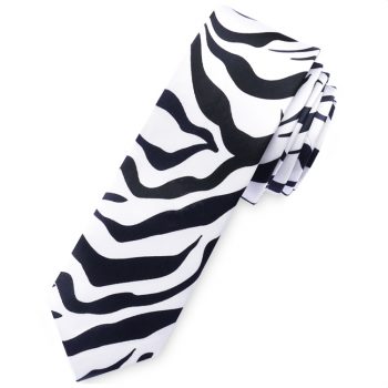 Zebra Print Mens Skinny Tie