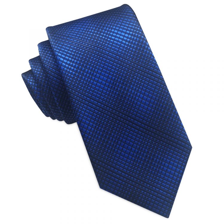 Blue and Black Crosshatch Slim Tie