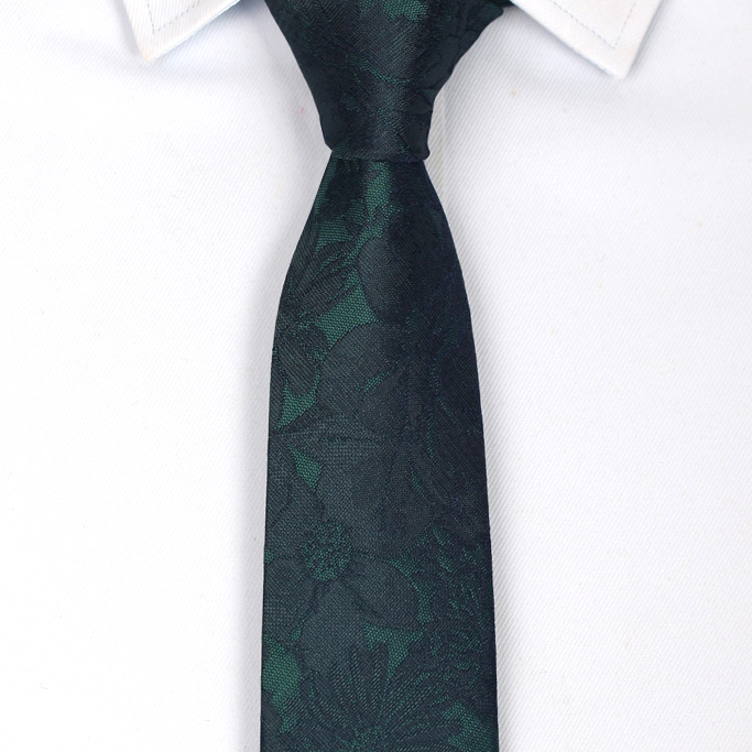 Green with Dark Green Floral Slim Tie