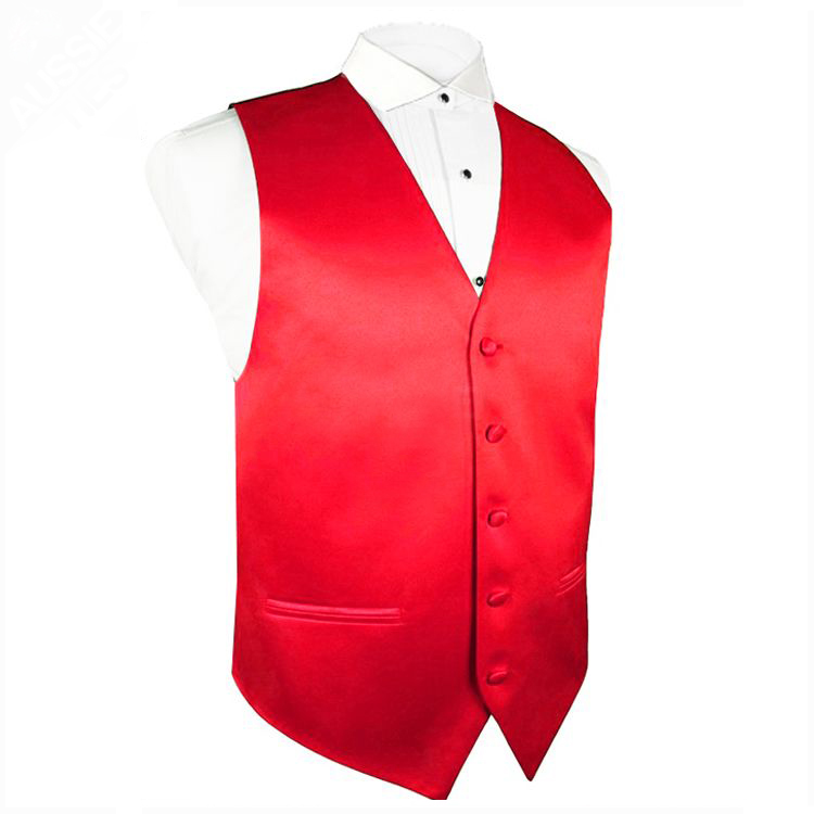 Mens Cherry Red Waistcoat Vest