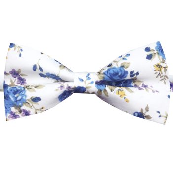 White With Purple & Blue Floral Men’s Bow Tie