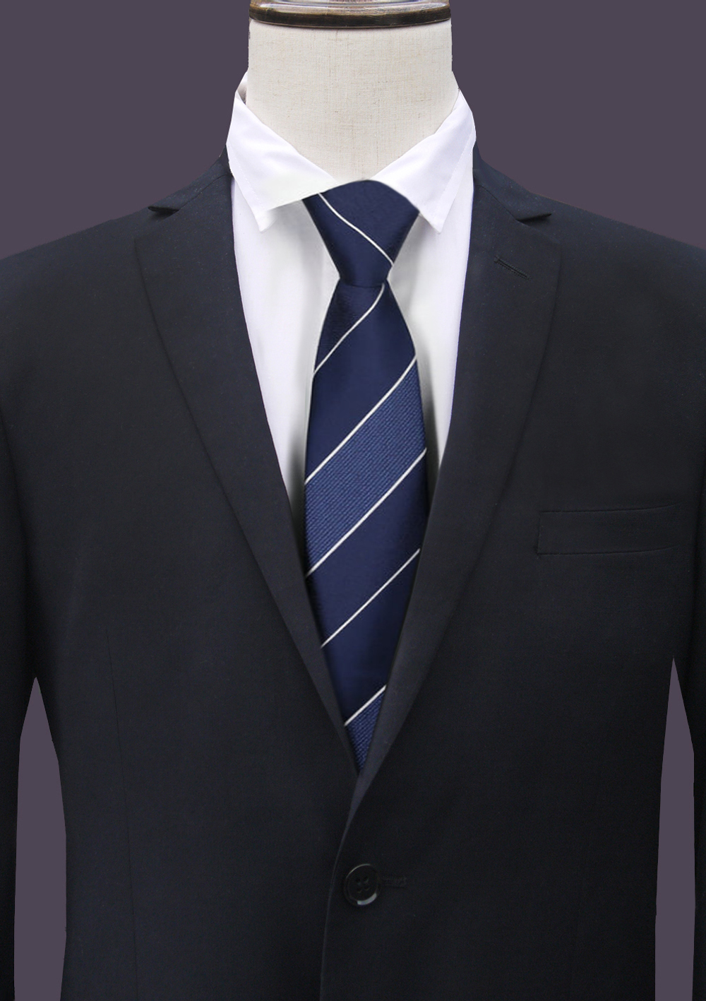 Dark Blue, Mid Blue with Thin White Stripes Men's Tie – NZ Ties