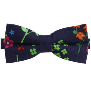 Dark Blue With Multicoloured Floral Bow Tie