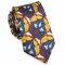 Dark Blue with Yellow, Red and White Floral Slim Tie