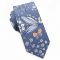 Denim Blue Floral Pattern Skinny Tie