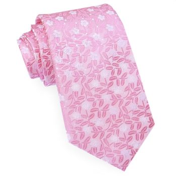 Pink With White Floral Tie