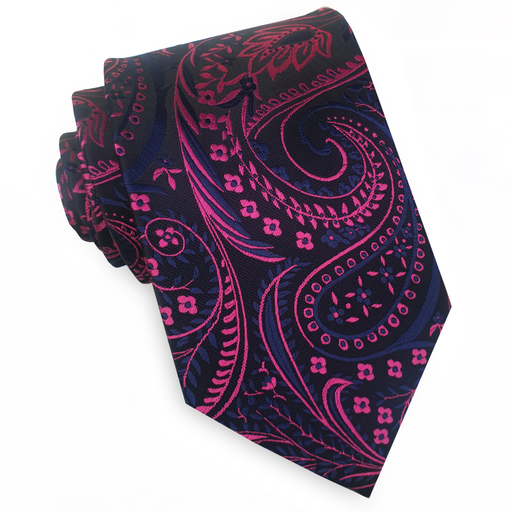 Black with Pink & Blue Paisley Tie