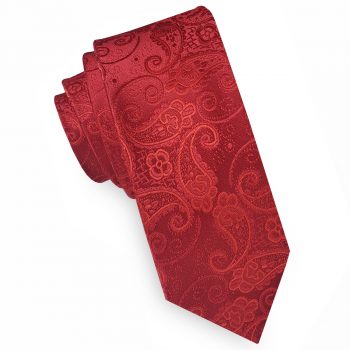 Red Paisley Skinny Tie