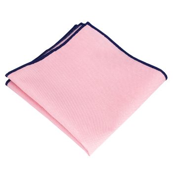 Light Pink With Midnight Trim Cotton Pocket Square