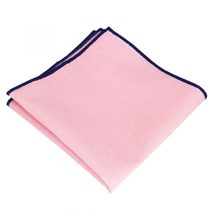 Light Pink with Midnight Trim Cotton Pocket Square