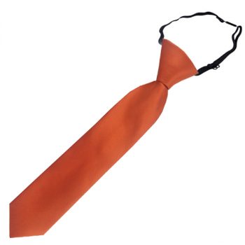 Boys Burnt Orange Pre-Tied Elastic Tie