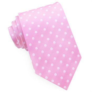 Candy Pink Polka Dot Mens Tie