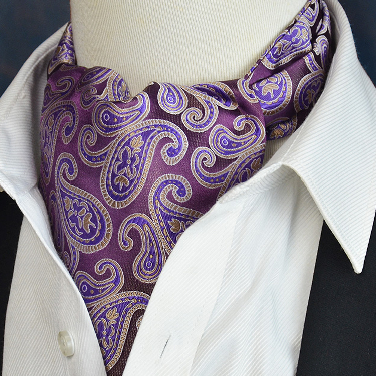 Men's Purple with Purple & Gold Paisley Ascot Cravat