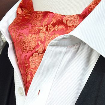 Red With Gold Floral Ascot Cravat