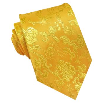 Yellow With Gold Dragons Hong Kong Style Tie