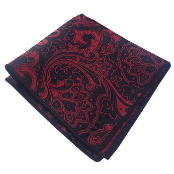 Black & Red Floral Paisley Pocket Square
