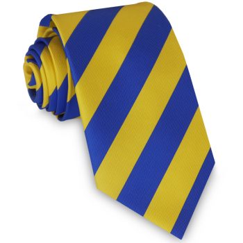 Blue & Yellow Stripes Mens Sports Tie