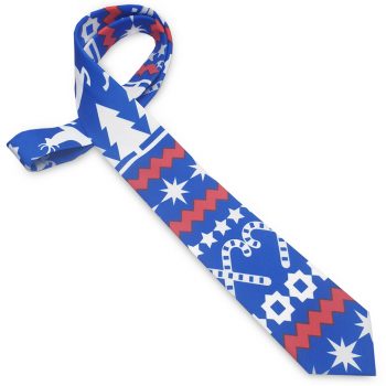 Blue, Red & White Ugly Christmas Sweater Tie