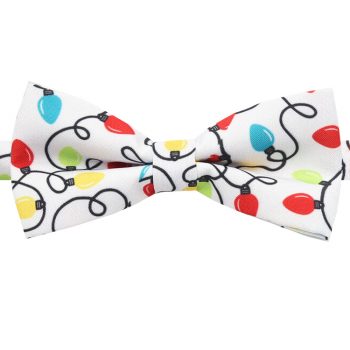 White Christmas Lights Pattern Bow Tie