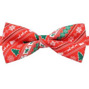 Red Christmas Wrap Pattern Bow Tie