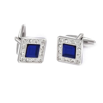 Crystal Border With Blue Inset Cufflinks