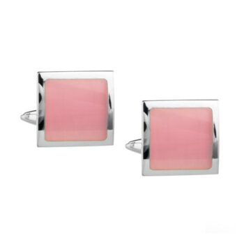 Silver With Pink Squares Cufflinks