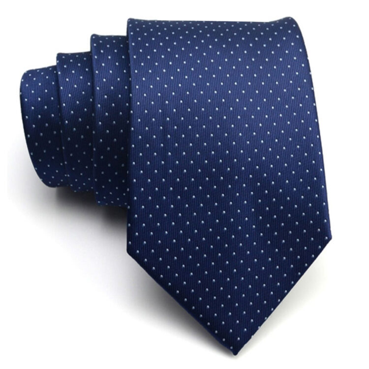 Navy Blue Texture with Small White Dots Tie