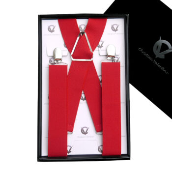 Red Men’s Braces Suspenders (35mm X Style)