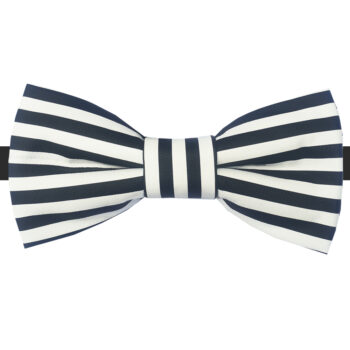 Black & White Stripes Bicast Leather Bow Tie