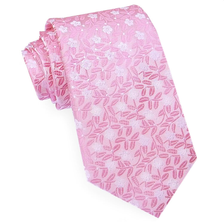 Pink with Pink & White Floral Men's Tie