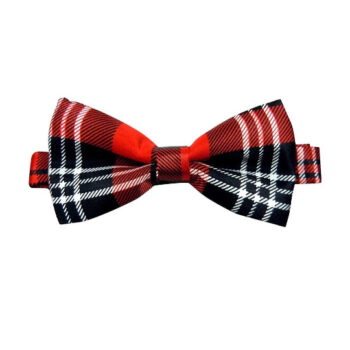 Boys Red Black & White Tartan Bow Tie